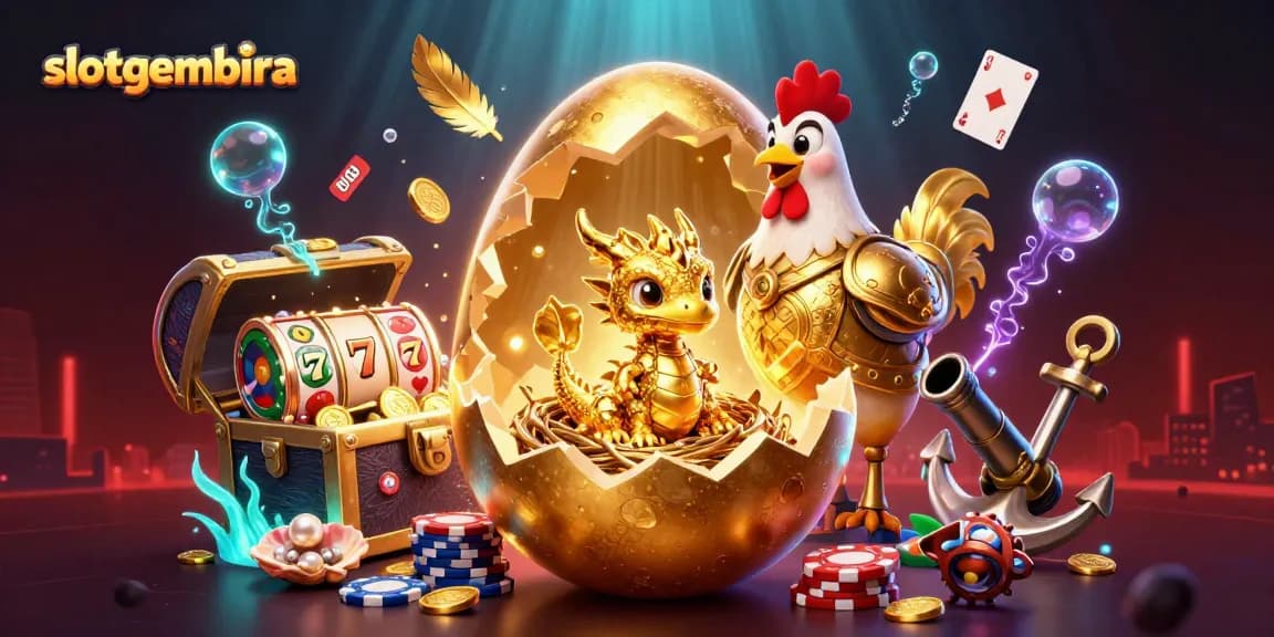 Menangkan slotgembira dengan ilustrasi mengesankan naga emas di atas chip poker.