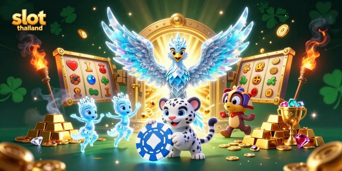 Experience thrilling slot gameplay with slot thailand featuring an ice phoenix and treasure elements.