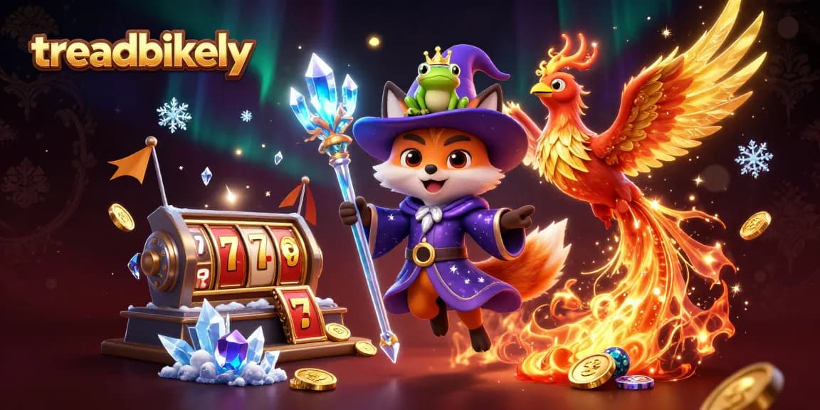 TreadBikely ignites the casino scene with a fox wizard and fiery phoenix in an adventurous slot world.