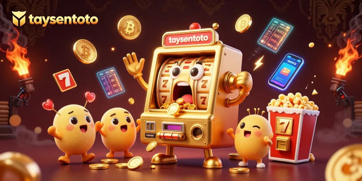 Taysentoto menghadirkan slot mesin emas canggih yang memainkan jackpot dengan ceria, dikelilingi elemen game