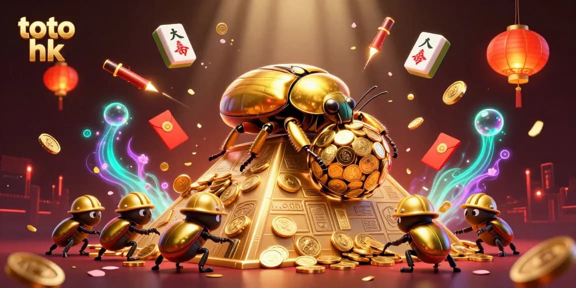 Menangkan permainan toto hk dengan mengumpulkan koin emas dan simbol kasino dalam ilustrasi yang ceria.