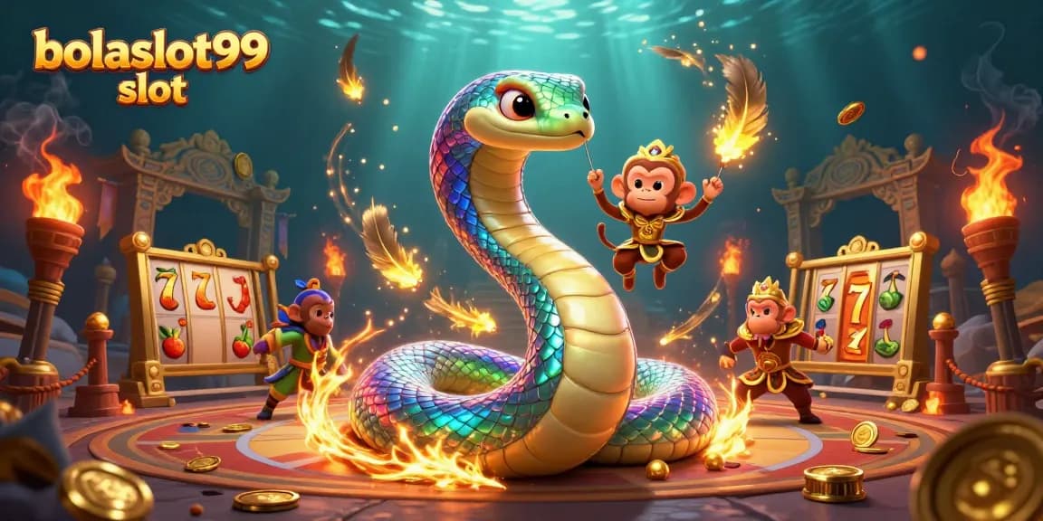 Bask in the vibrant action of bolaslot99 slot with the dazzling rainbow serpent and monkey king in golden armor.