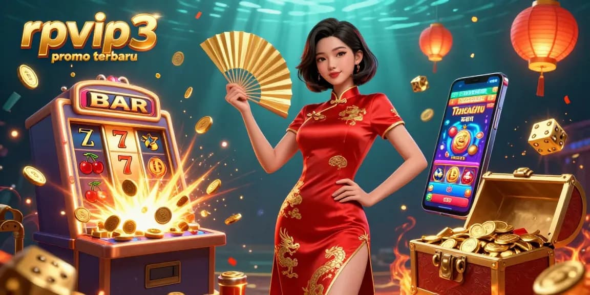 Experience the excitement of rpvip3 promo terbaru with our stunning 3D casino illustration showcasing jackpots and gaming elements.