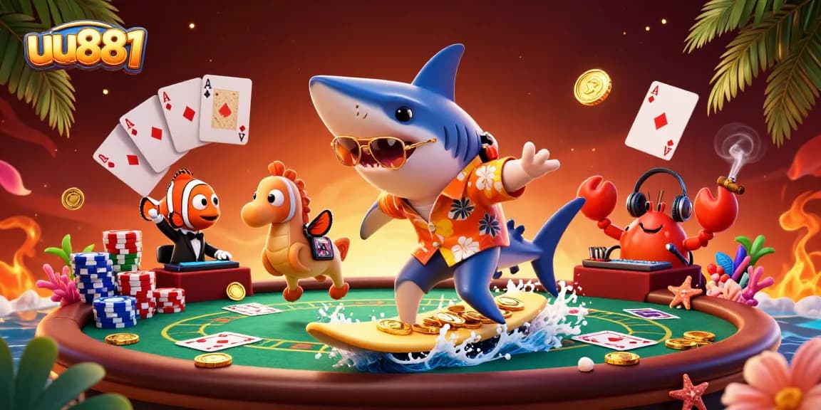 Engage with the exciting world of uu881 by winning at poker, surrounded by vibrant casino elements.