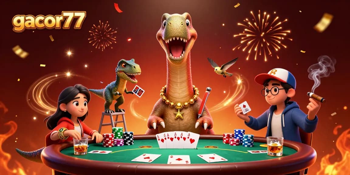 Asah permainan di gacor77 dengan dinosaurus menangani poker yang mengesankan.