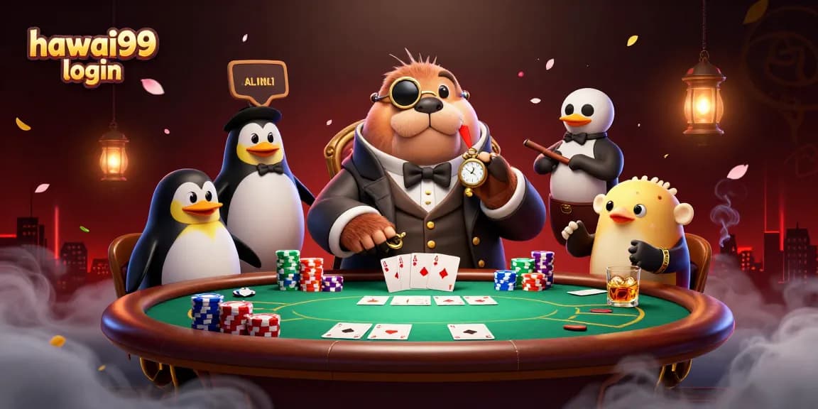 Experience the excitement of hawai99 login with our vibrant underwater poker scene featuring charming characters.