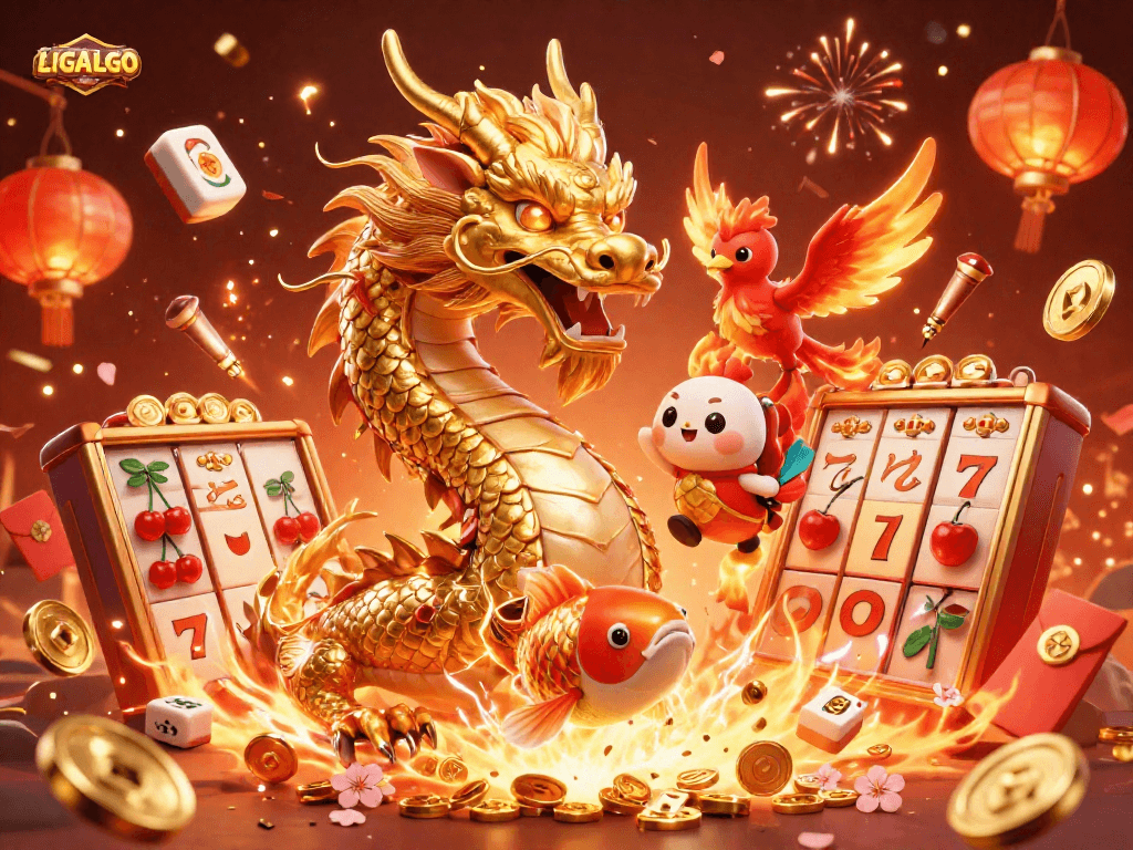 LIGALGO showcases exciting slots and vibrant casino elements in an engaging illustration.