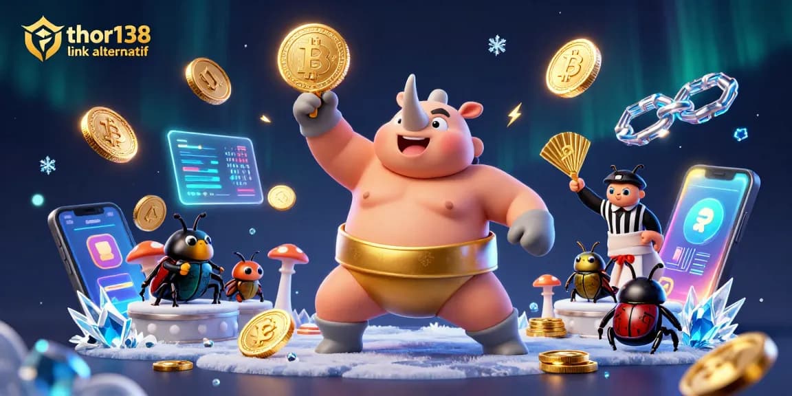 Menghadirkan thor138 link alternatif dalam gambar yang penuh aksi dan detail, menunjukkan pemenang perjudian dengan koin emas yang melayang.