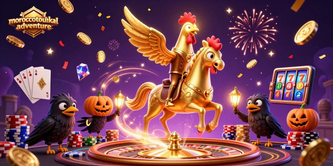 Experience thrilling casino action with moroccotoubkaladventure in an immersive 3D illustration of golden rooster champions.
