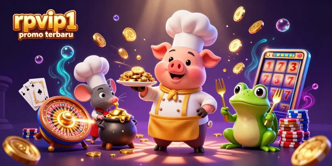 Experience rich gaming action with rpvip1 promo terbaru showcasing festive characters in a vibrant 3D casino.