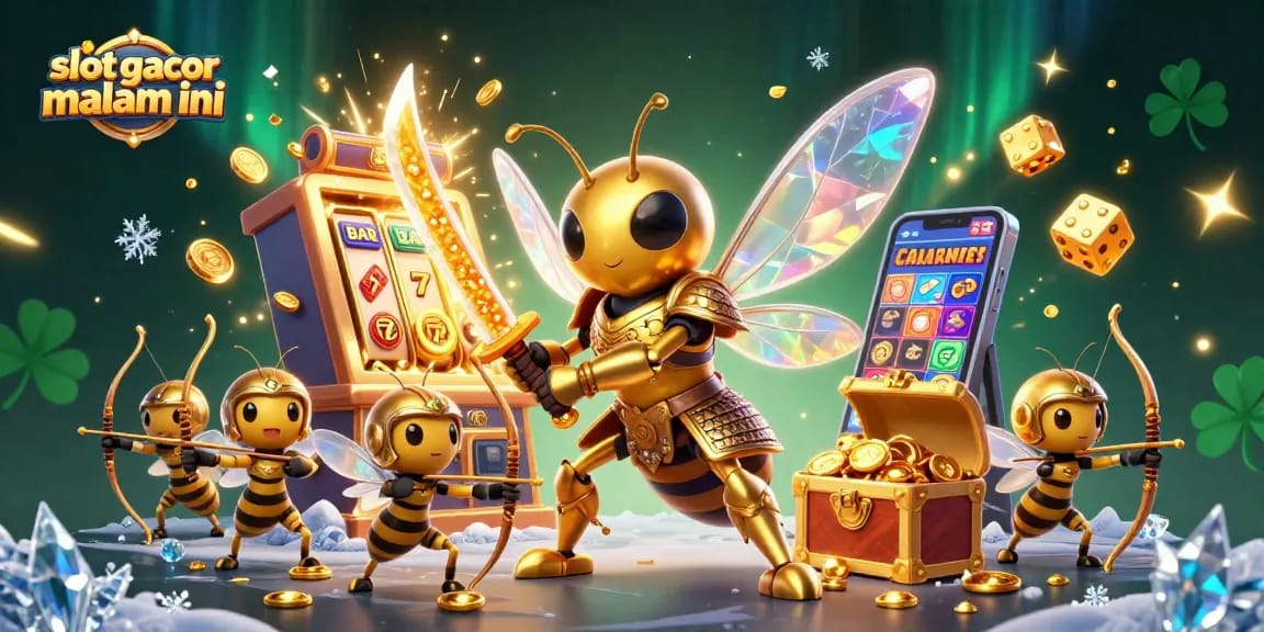 Experience thrilling gameplay with slot gacor malam ini amidst a vivid, colorful casino scene!