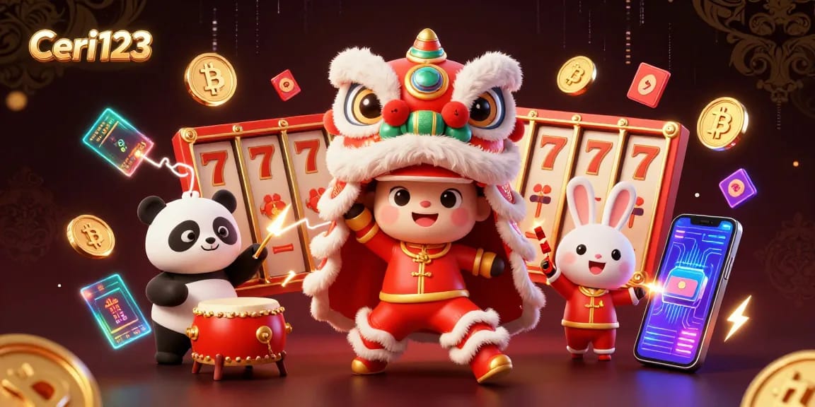 Ceri123 invites players to explore vibrant slot games with festive characters and crypto elements.