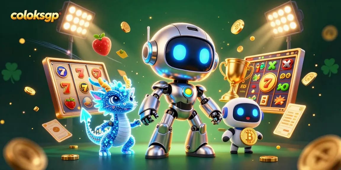Coloksgp menghadirkan pengalaman bermain slot dengan slot reels dan simbol keberuntungan di dalam gambar.