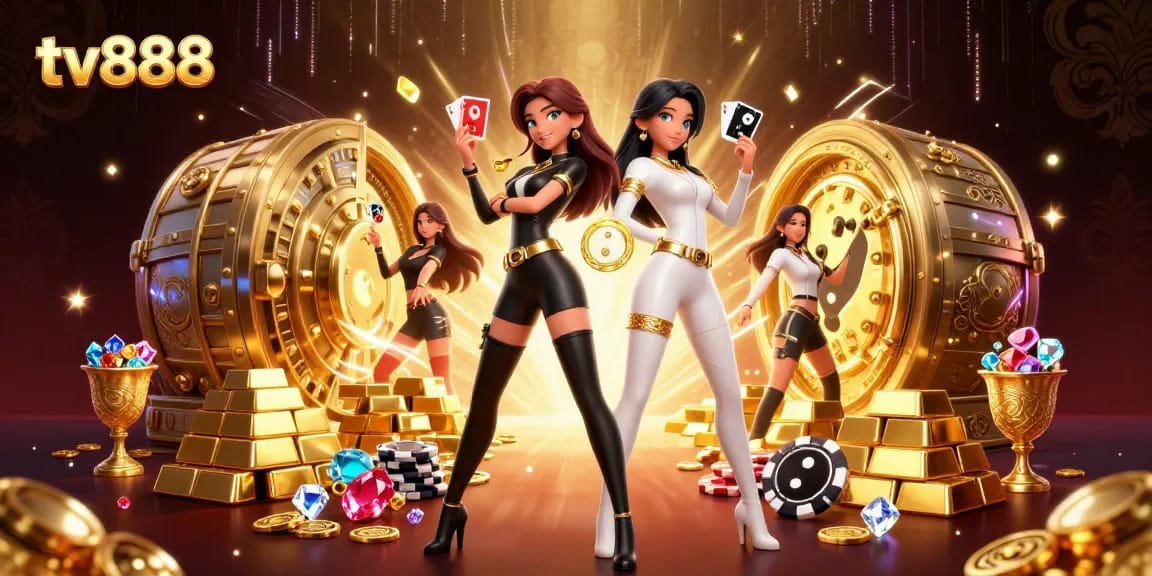 Experience thrilling casino action with tv888 as stunning twin Asian women showcase their skills in the game.