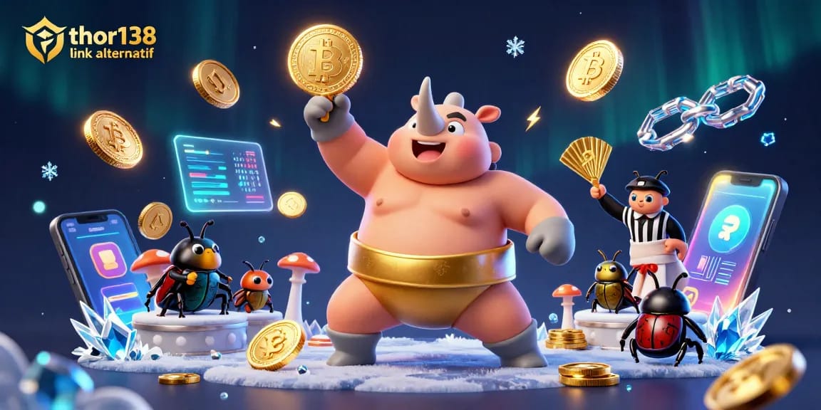 Menghadirkan thor138 link alternatif dalam gambar yang penuh aksi dan detail, menunjukkan pemenang perjudian dengan koin emas yang melayang.