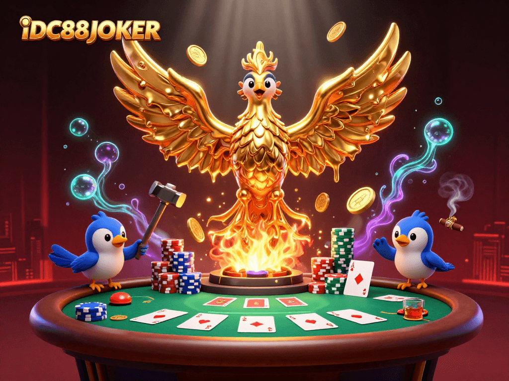 Experience vibrant gameplay with IDC88JOKER's lively casino scene, featuring dynamic poker elements.