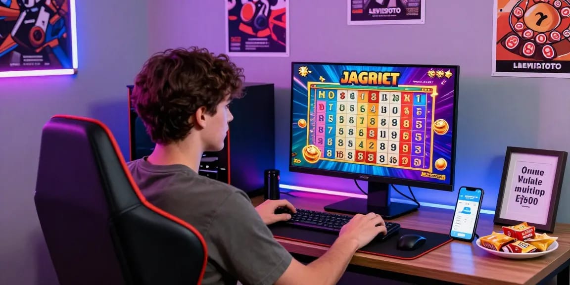 Exciting online lottery gaming experience with LEVISTOTO app visible on phone.