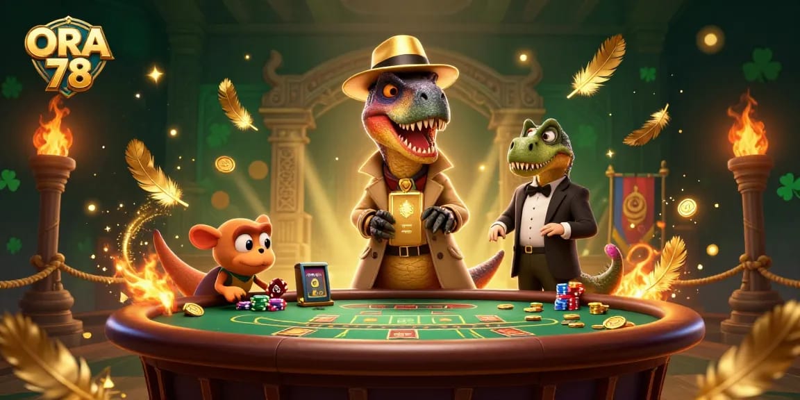 ORA 78 menawarkan permainan seru dengan karakter dino di meja blackjack yang menarik.