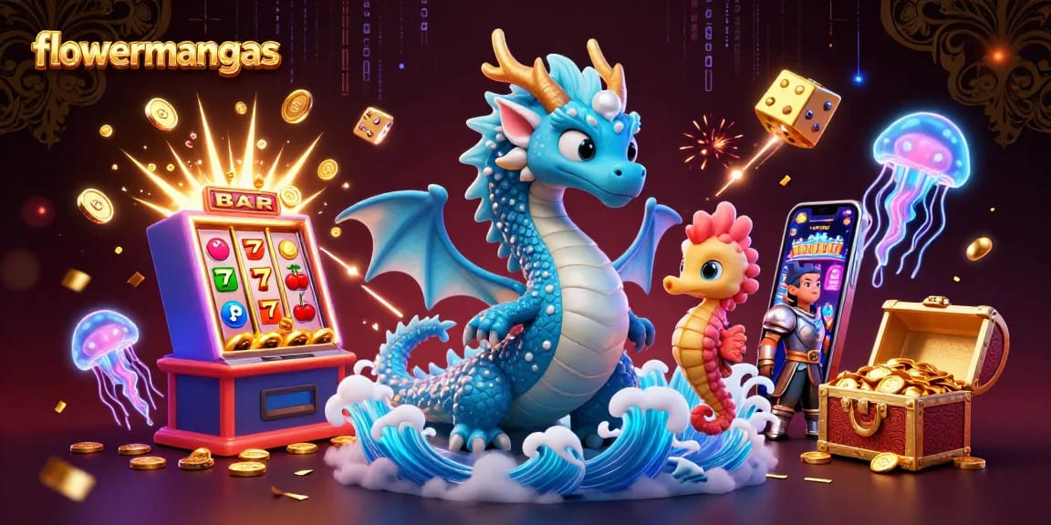Experience the excitement at flowermangas with vibrant gaming elements amidst enchanting characters.