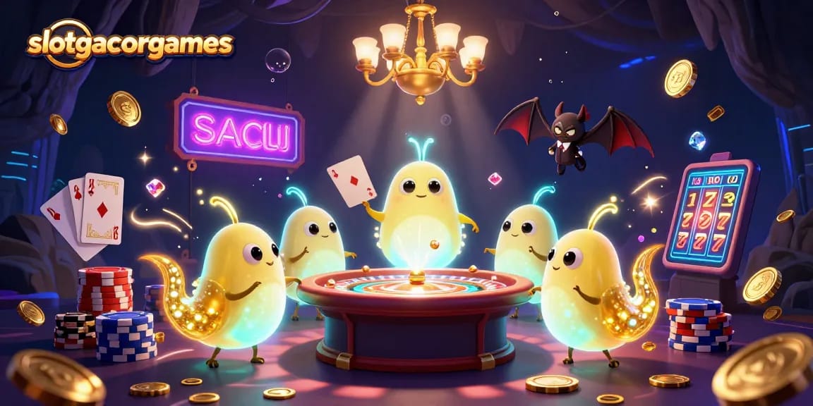 Experience exhilarating wins with slotgacorgames in a vibrant, dynamic casino scene full of glowworms.
