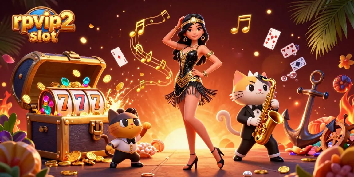 Play slots and win big with RPVIP2 bonus slot experience featuring vibrant 3D illustrations.