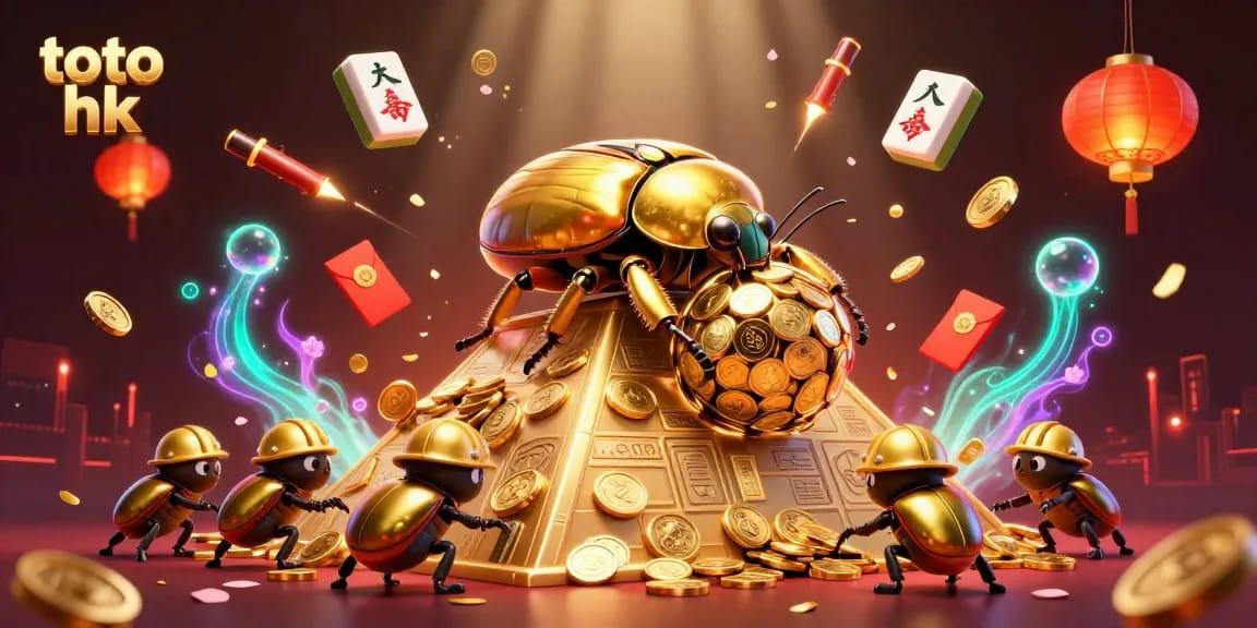 Menangkan permainan toto hk dengan mengumpulkan koin emas dan simbol kasino dalam ilustrasi yang ceria.