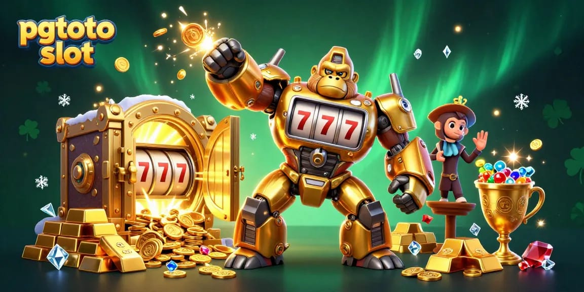 Menang besar di pgtoto slot dengan ilustrasi gorila transformer emas yang memukau.