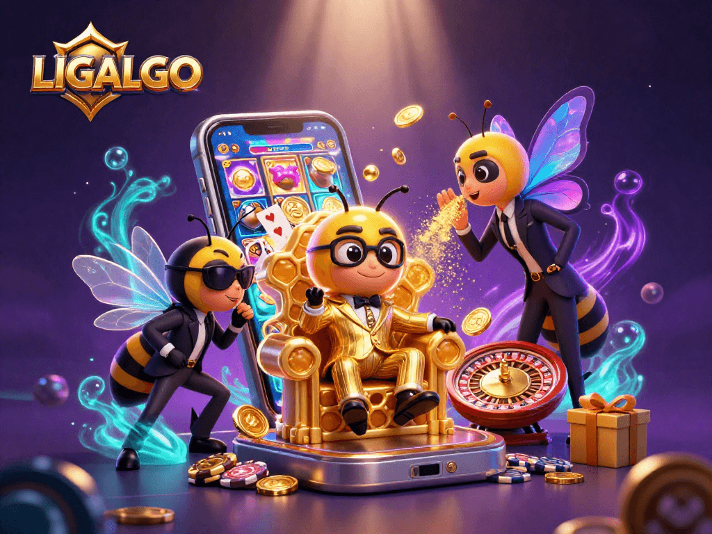 LIGALGO creates excitement with a buzzing casino atmosphere featuring a cartoon bumblebee mob boss.