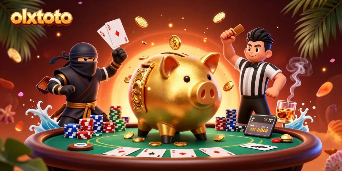 Menangkan olxtoto dengan celengan sumo yang mengguncang koin emas di meja poker