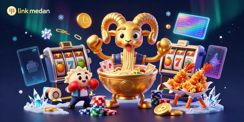 Tampilan menarik dari link medan dengan karakter kreatif di dunia kasino digital