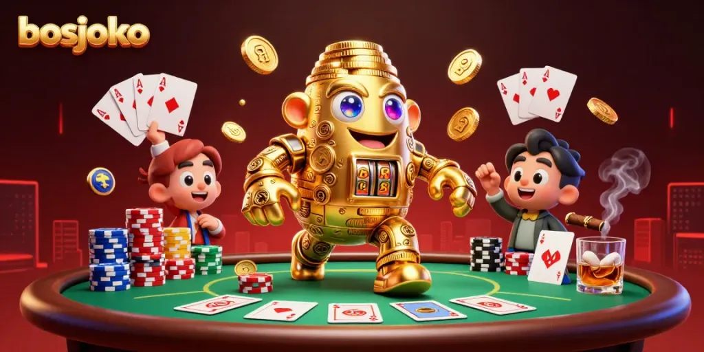 Experience thrilling gaming at bosjoko with stunning visuals of coins, poker chips, and dynamic play.