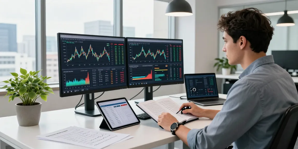Financial analyst engaging with sc88 market data in a modern office setting.