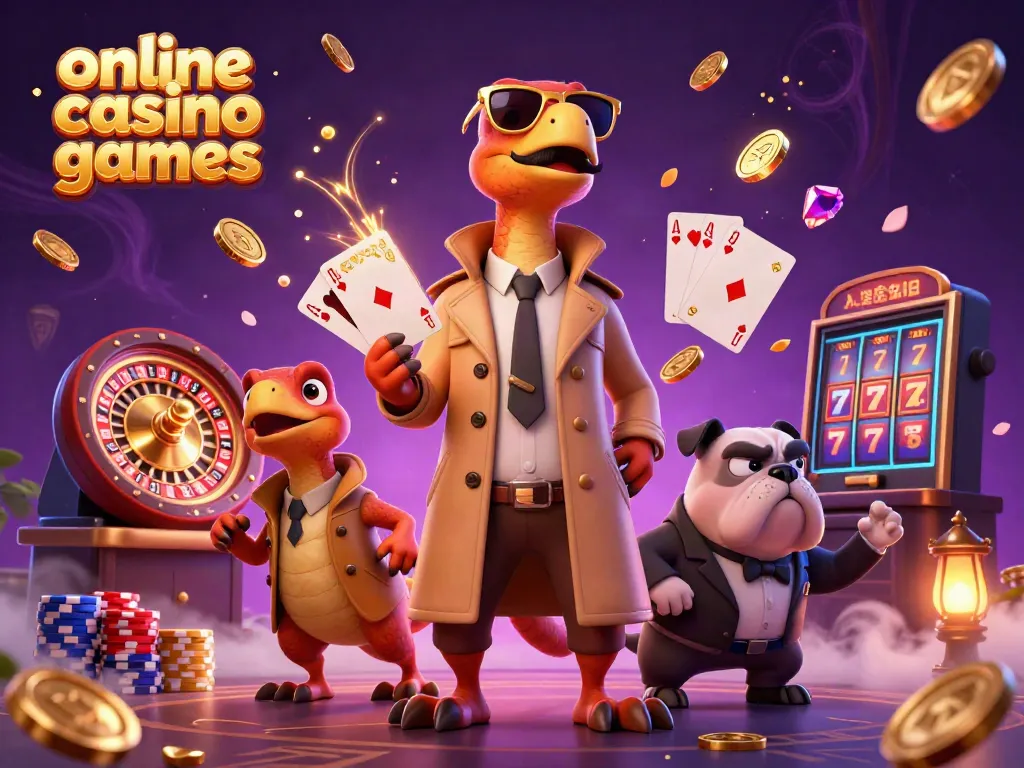 Three raptors in a trench coat enter a VIP area, showcasing online casino games with vibrant elements.