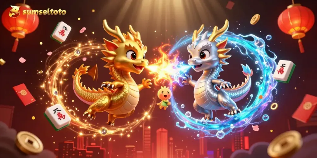 Engage in thrilling gameplay with sumseltoto's dynamic dragon scene featuring fire and ice.