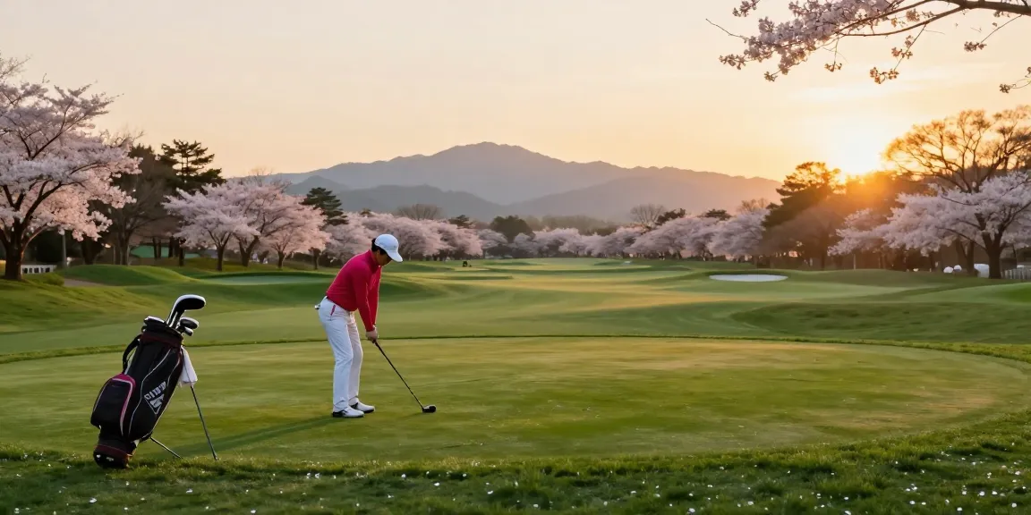 Pemain golf di lapangan golf Kato City dengan pemandangan indah, bro178.