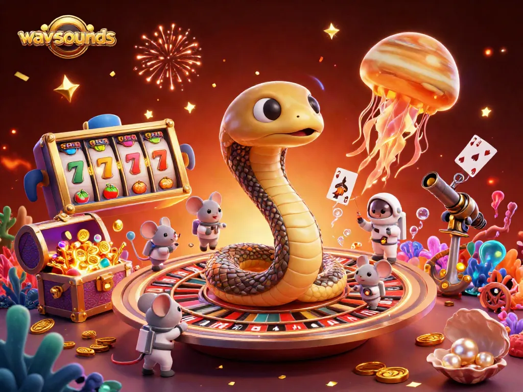 Slot dan jackpot di wav-sounds digambarkan dengan karakter 3D interaktif yang menarik.