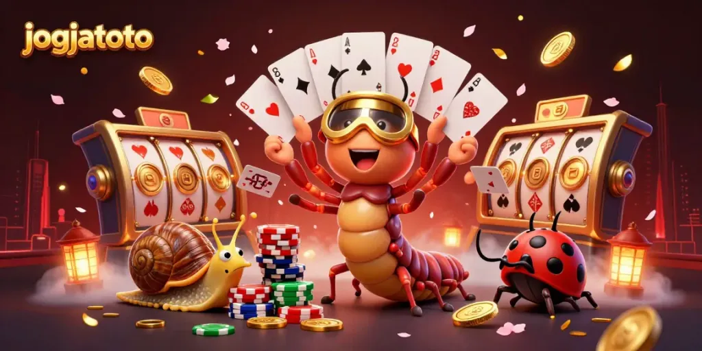 Engage with jogjatoto thrilling gameplay featuring a vibrant casino scene with colorful characters and elements.