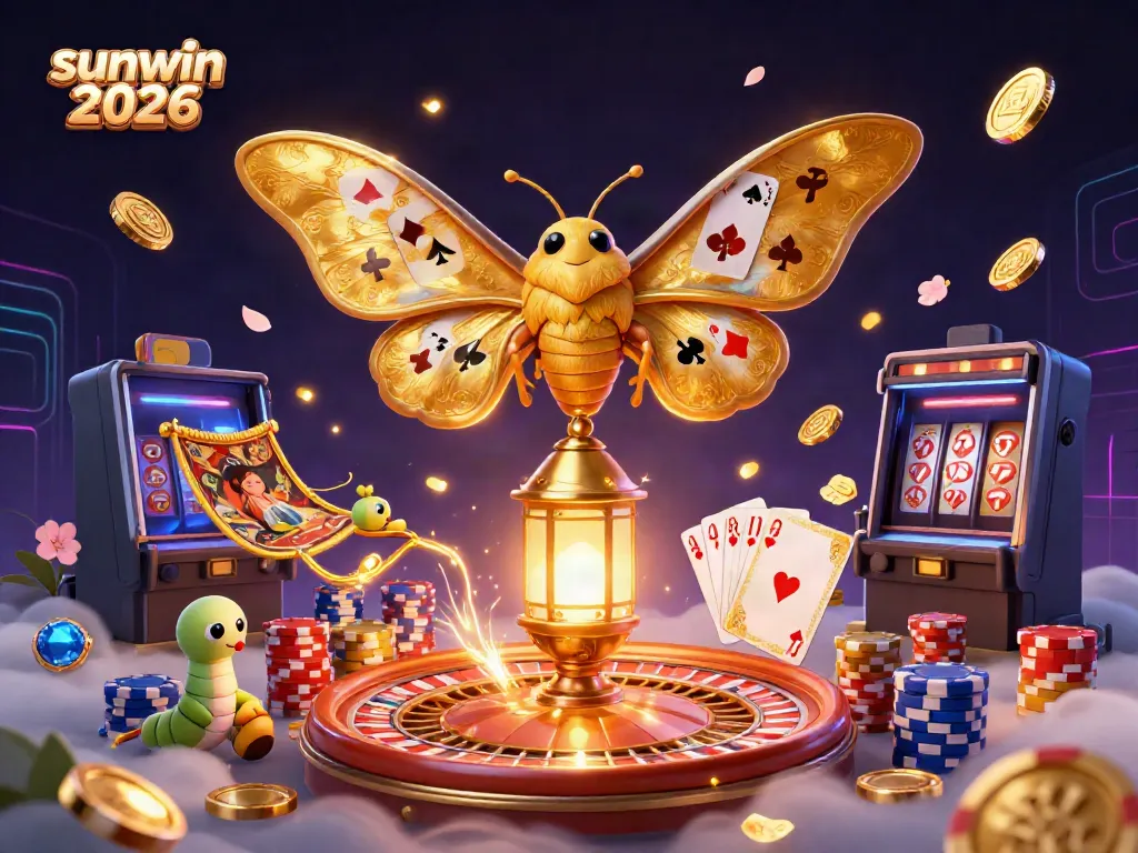Experience the thrill of Sunwin 2026 with vibrant casino elements and golden motifs in action.