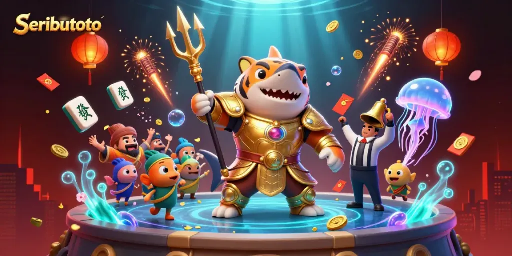 Experience Seributoto's thrilling gaming scene with a vibrant underwater battle.