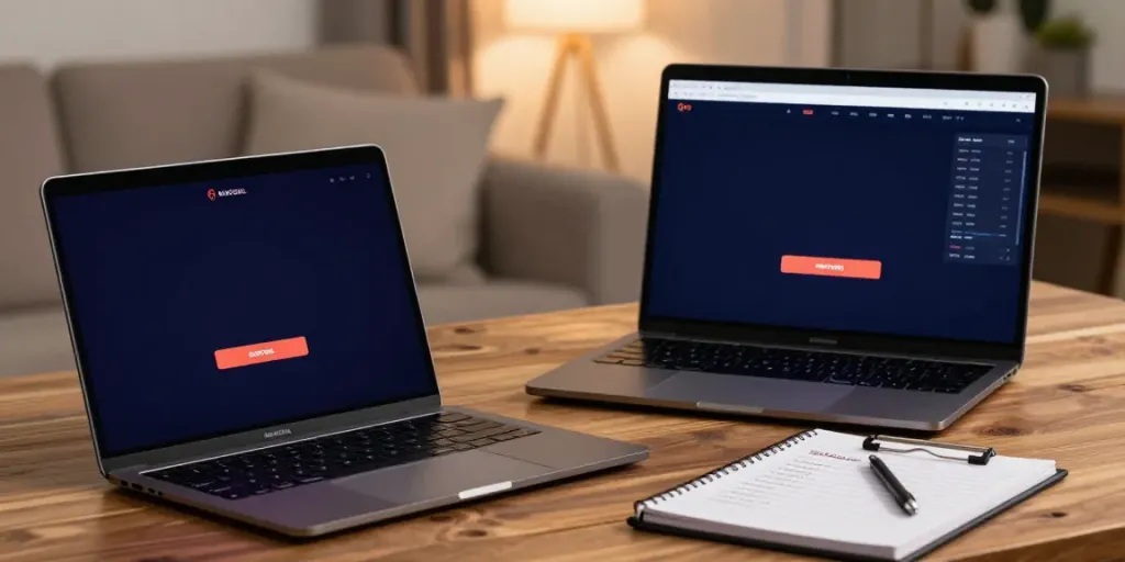 Mengakses BUNTOGEL pada smartphone di ruang tamu yang nyaman dengan laptop dan strategi permainan.