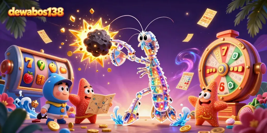 Menangkan jackpot dengan DEWABOS138, saat mantis udang bertarung melawan asteroid yang meledak menjadi emas!