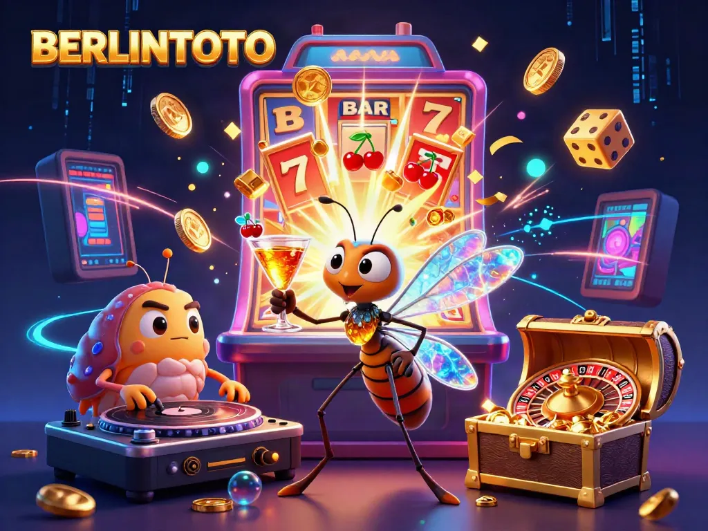 Engage with BERLINTOTO's vibrant casino scene featuring a dynamic slot machine explosion.