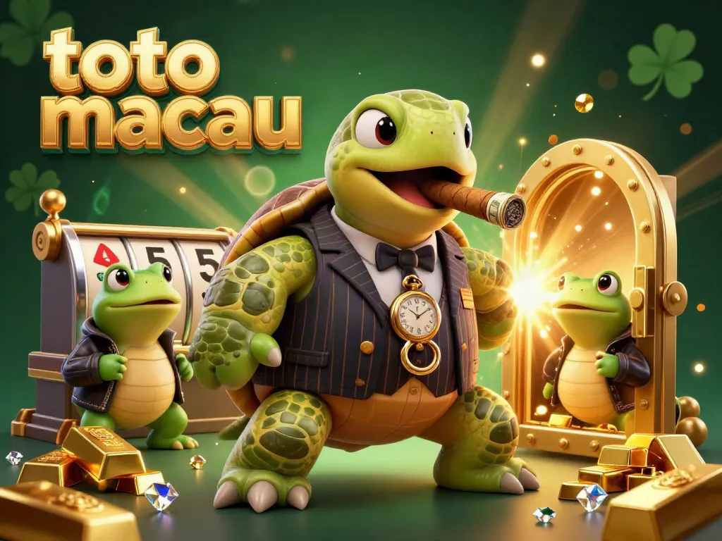 Meraih keberuntungan dengan toto macau, ilustrasi 3D yang menampilkan karakter kasino dengan elemen menarik.