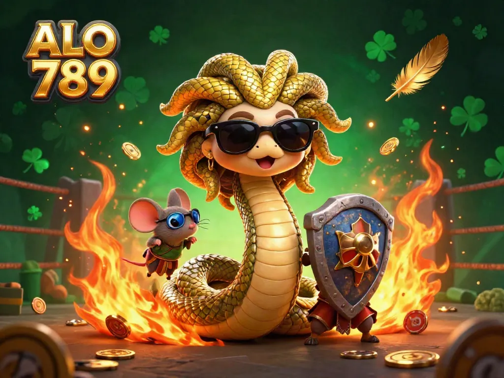 Experience thrilling cockfighting excitement at ALO 789, featuring Medusa and a warrior mouse.