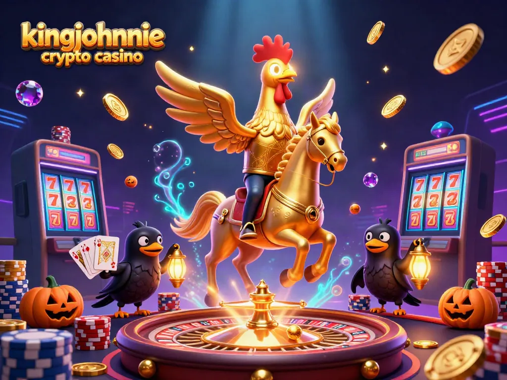 Experience thrilling moments at kingjohnnie crypto casino with dynamic 3D characters and vibrant casino elements.