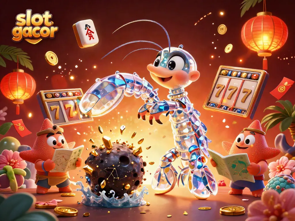 Play and win with slot gacor in a vibrant scene filled with thrilling game elements and characters.