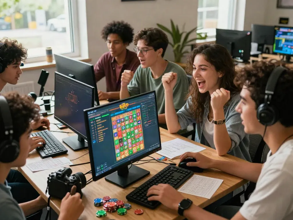 Group celebrating a win on AHHA4D Toto Lotto 4D online platform