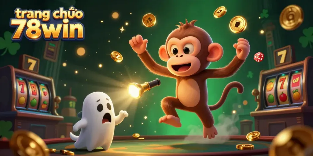 Experience the thrills of trang chủ 78win with a playful ghost-hunter puppy tracking a mischievous monkey in a haunted casino.