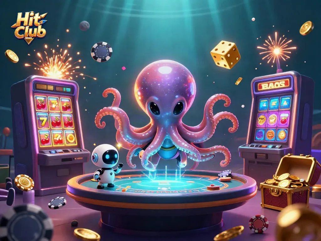 Hit Club game scene featuring vibrant alien octopus and dynamic casino elements in an underwater world.
