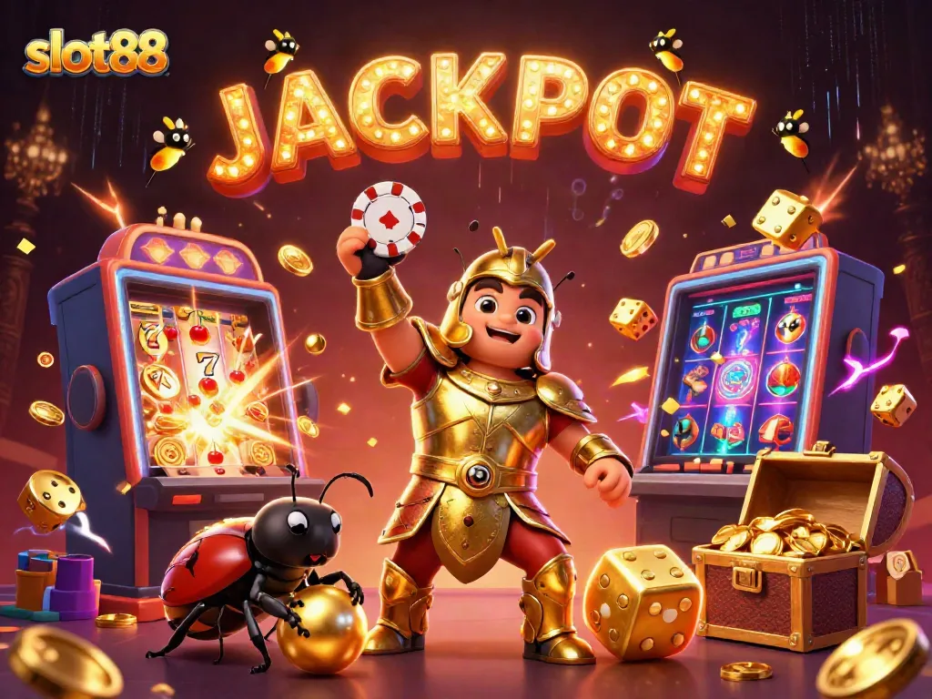 Engage in thrilling slot88 action with our fun characters celebrating a jackpot!